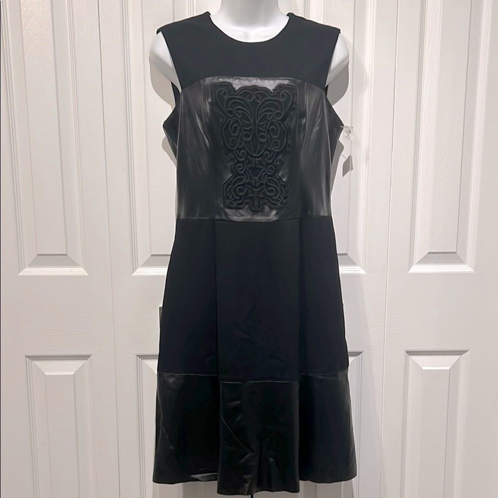 Rachel Roy Black Leather‎ and Fabric Fit & Flare Sleeveless Dress Size 8 NWT